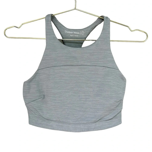 Outdoor Voices | TechSweat Racerback Bra Tank Crop Top in Grey, Size Small - Picture 2 of 6
